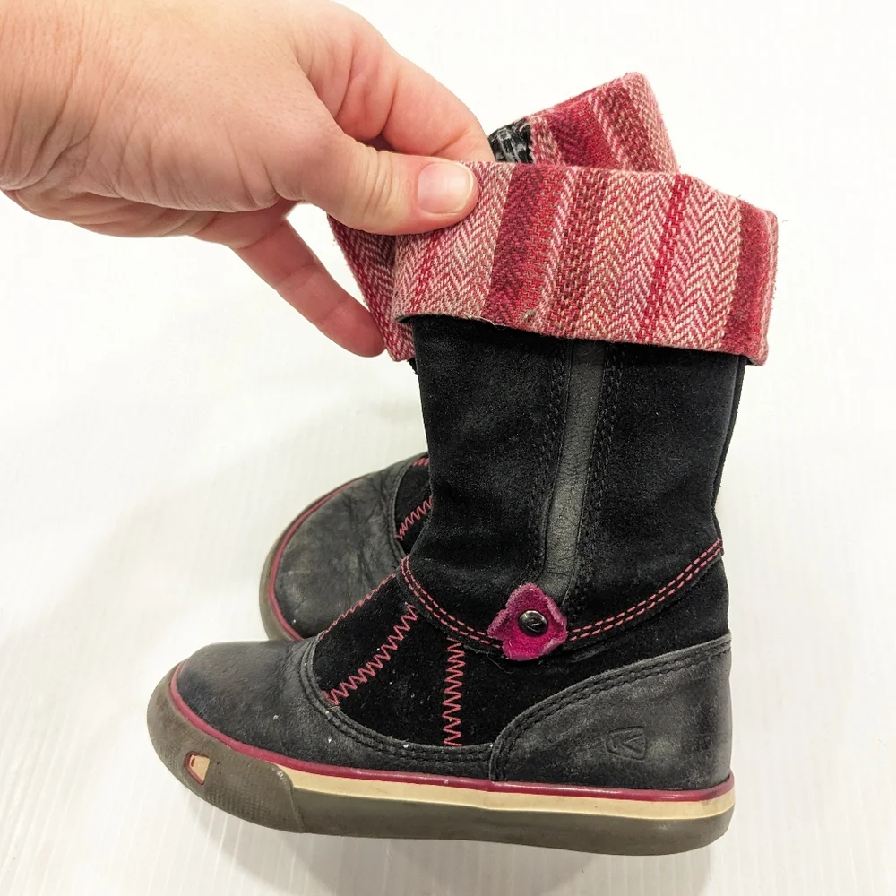 KEEN toddler girls black suede leather tall boots size 8